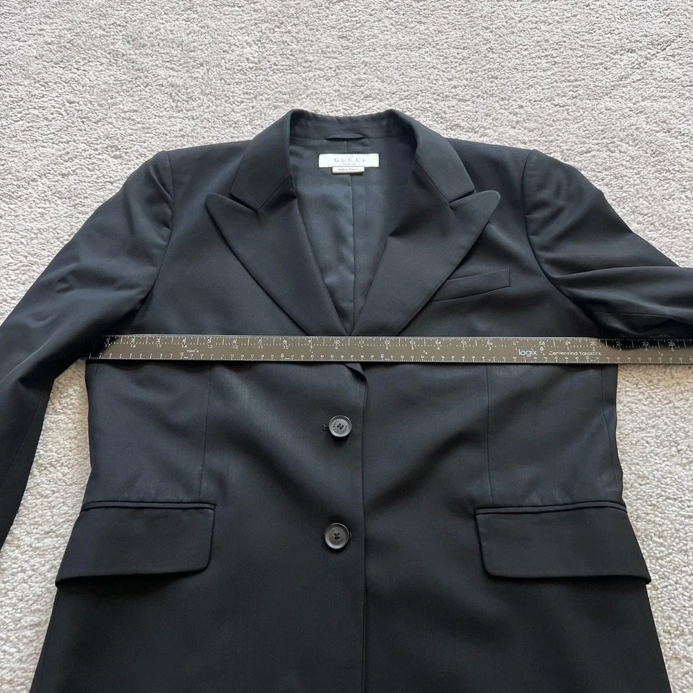 Gucci Uniform Suit Jacket Mens 48 Black Wool Formal Blazer Notch Lapel Bulgaria